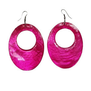 NWOT Hot Pink Shell Statement Earrings